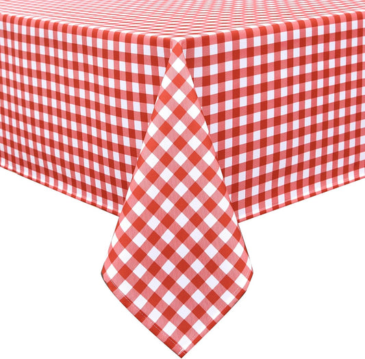 Waterproof Plaid Tablecloth Fabric - Oblong 52x70 Inch Classic Buffalo Tartan Table Cloth for Indoor/Outdoor Use - Washable Tabletop Cover for Dinner, BBQs, and Parties