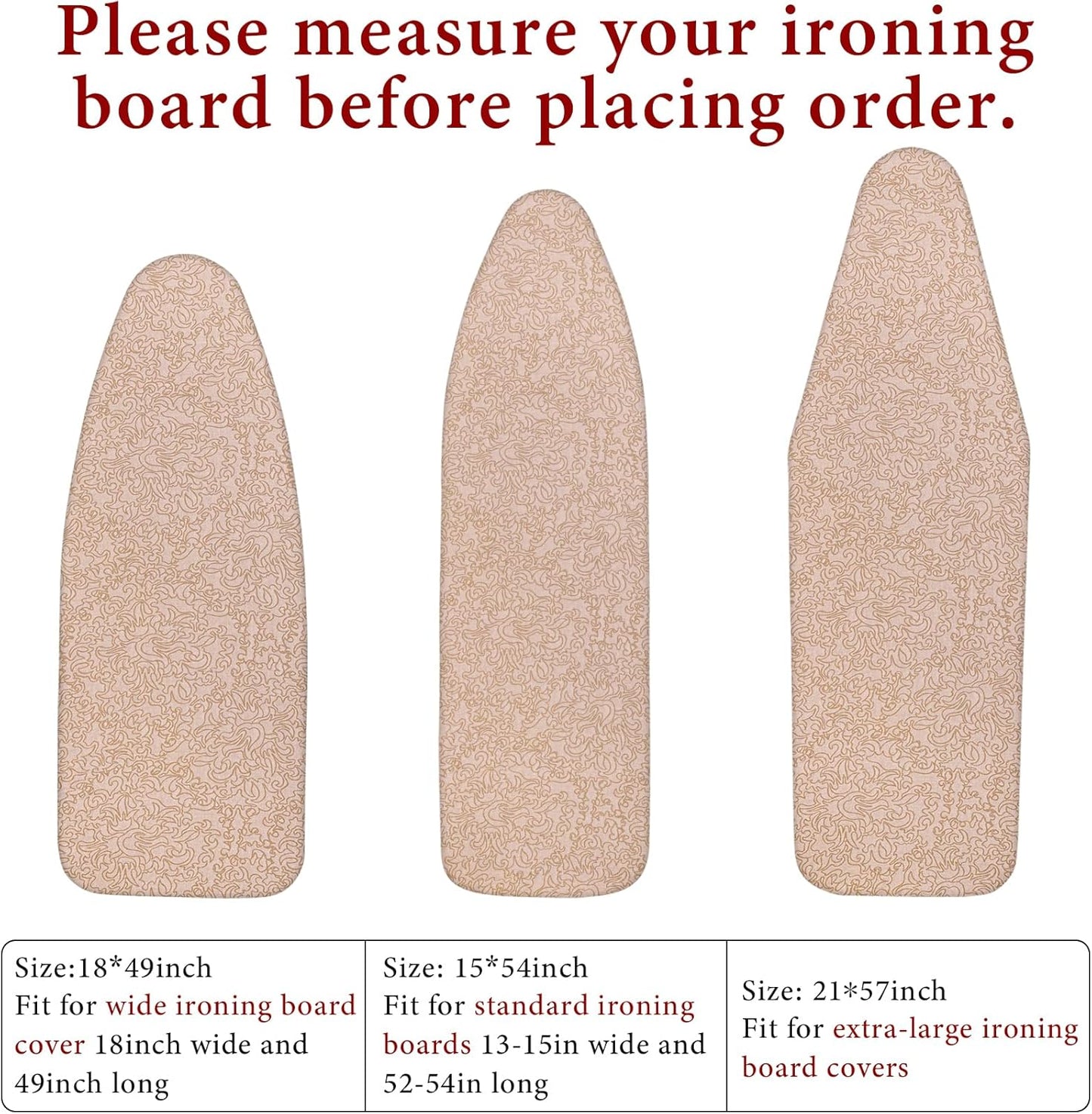 Extra-Wide Ironing Board Cover and Pad Replacement with Scorch and Stain Resistant Thick Padding and Elasticized Edge 18" x 49" Ironing Board Covers 4 Fasteners and 1 Protective Scorch Mesh Cloth