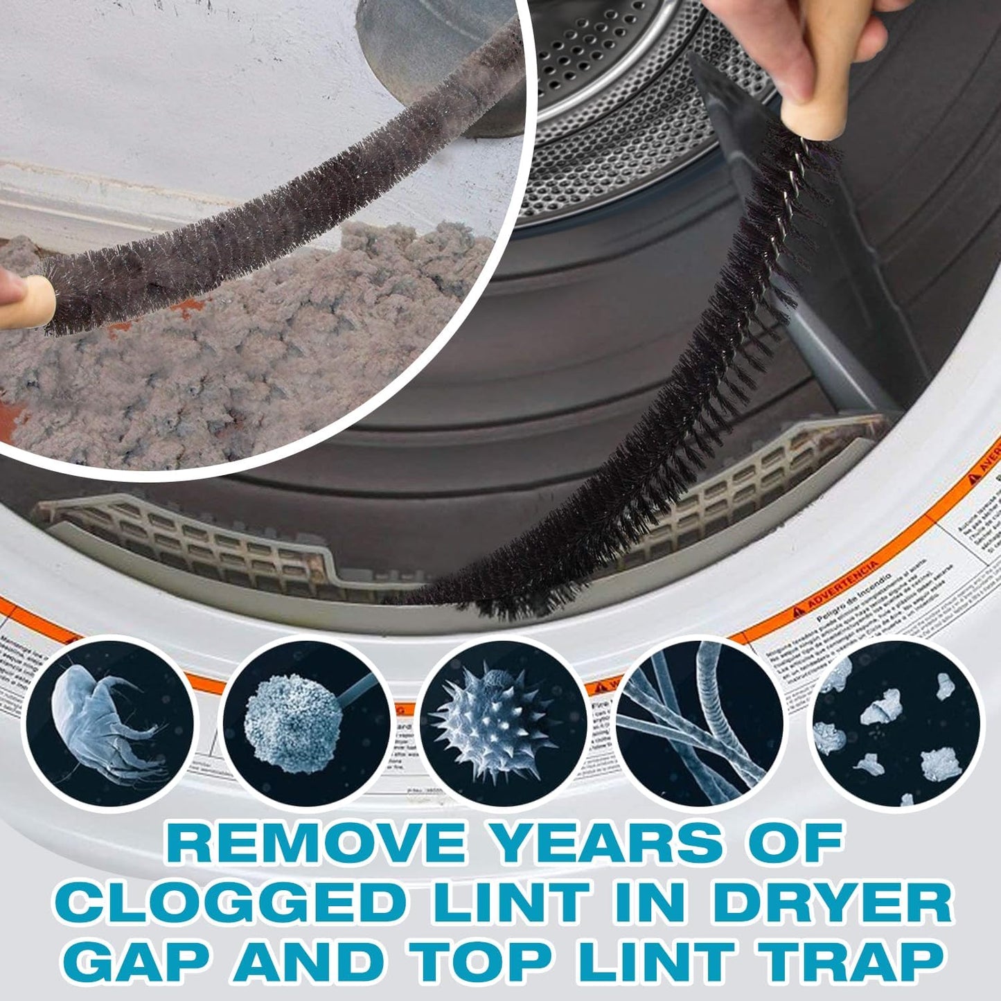 Sealegend 15-Piece 25-Feet Dryer Vent Cleaner Kit, Dryer Cleaning Tools, Omnidirectional Dryer Lint Vacuum Attachment, Dryer Vent Brush, Universal Vacuum & Dryer Adapters (Blue)