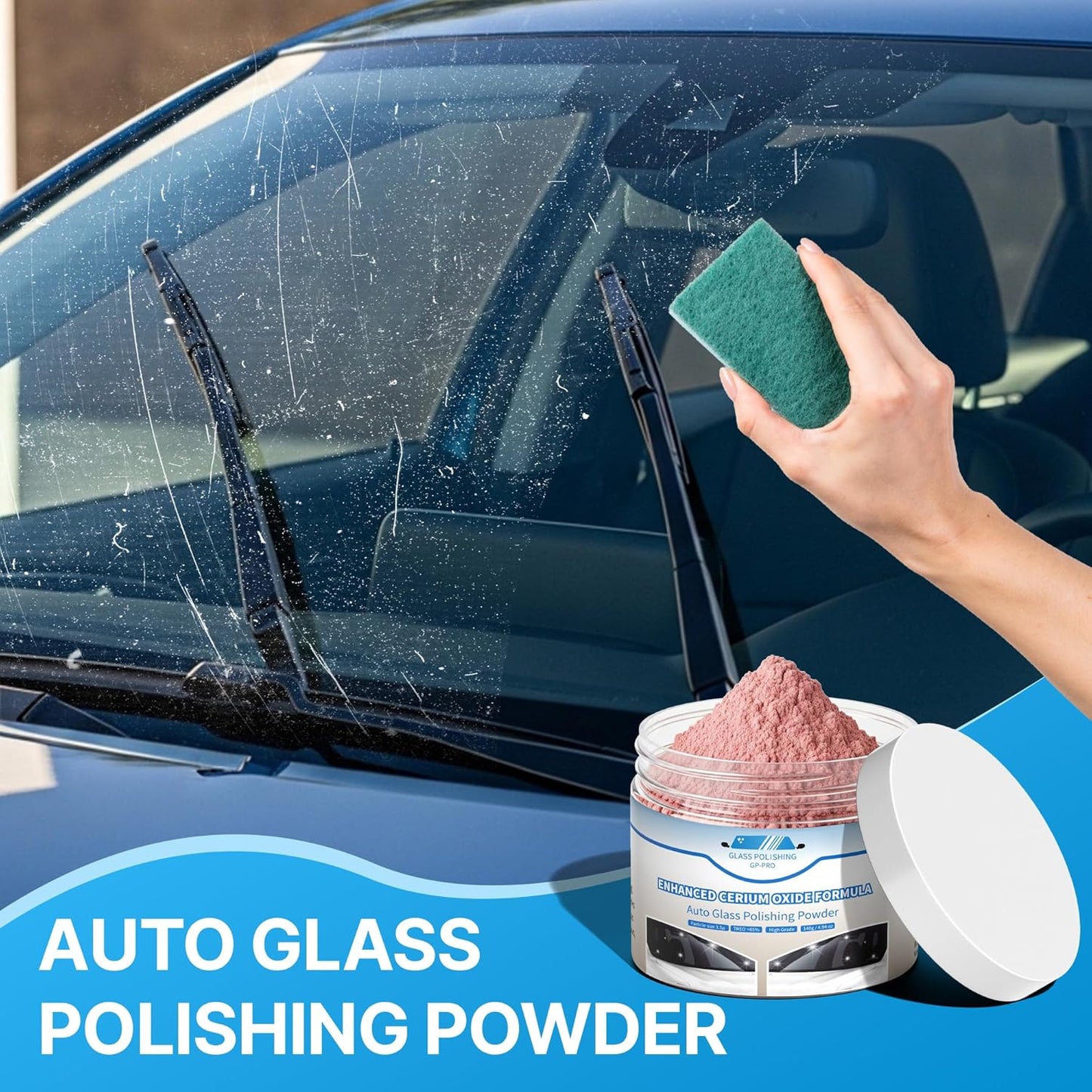 4.94 oz (140 g) Cerium Oxide Glass Polishing – Premium Windshield Glass Scratch Remover Powder 85% TREO, 3.5 Micron – IdealGlass Polishing Compound for AutoGlass, Side Windows, Mirrors – DIY or Pro
