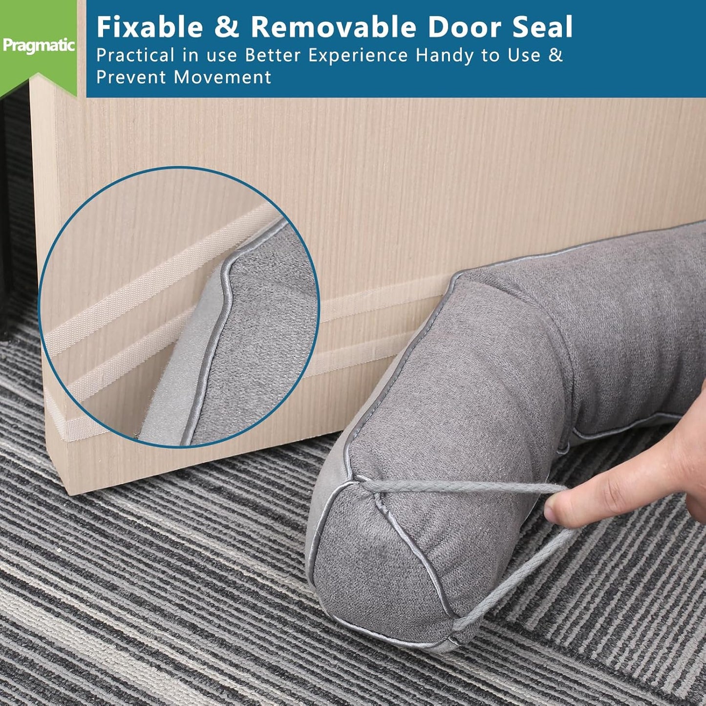 Triangular Under Door Draft Stopper 38 inch Heavy Duty Door Draft Blocker Bottom Door Seal Noise Air Door Guard for Doors and Windows, Gray