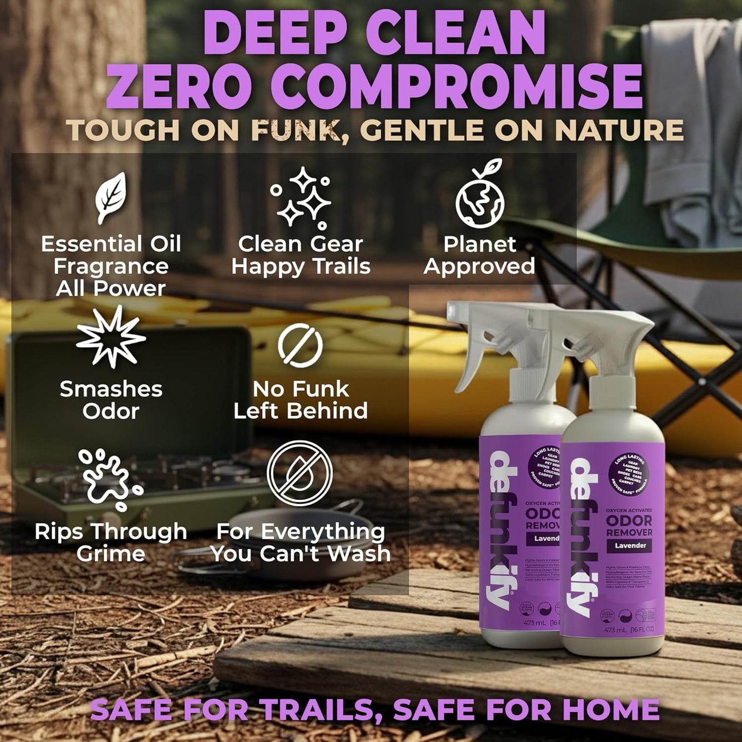 Odor Remover Spray, 16oz (2-Pack). 'Lavender' Essential Oil Odor Eliminator for Strong Odors on Fabric, Shoes, Activewear. 'ProvenSafe' Deodorizer for Pets, Kids & Sensitive Gear w/Ionic Silver