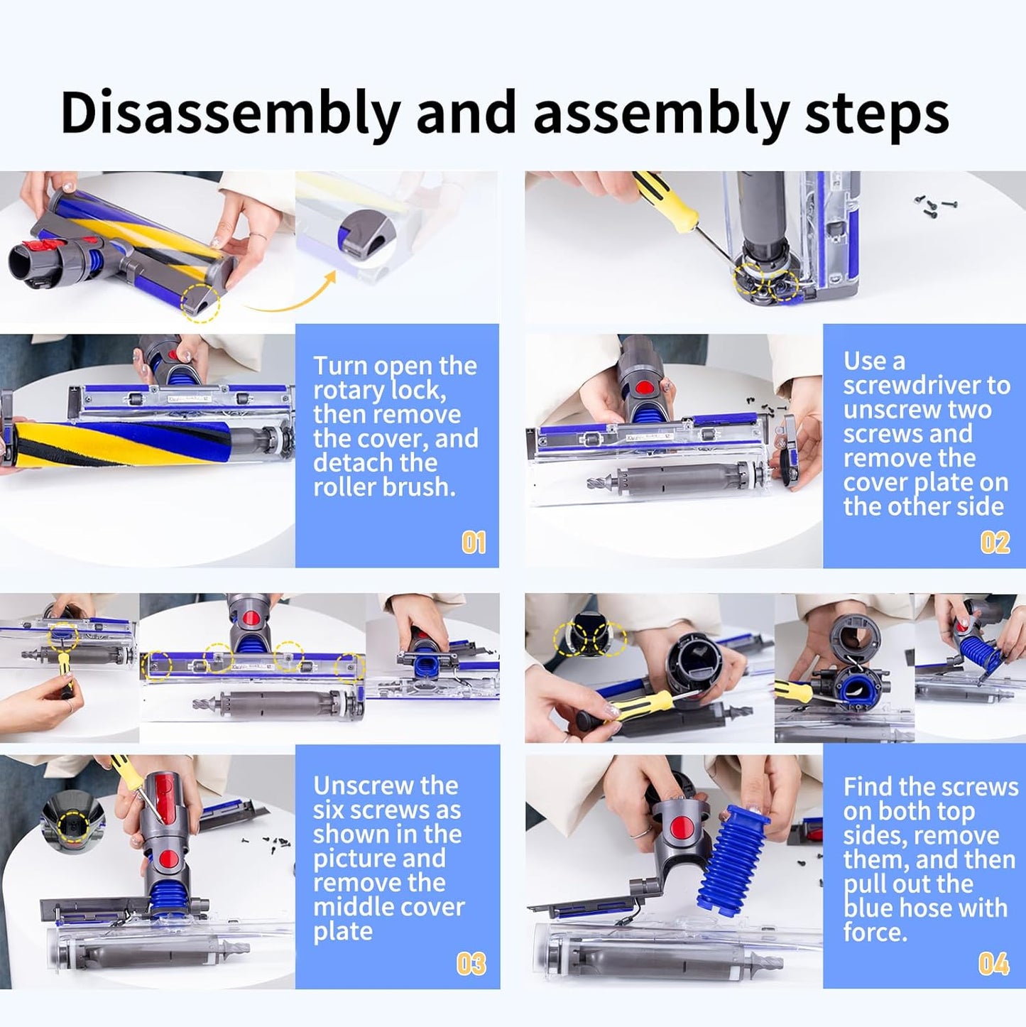 2 Pack Vacuum Lower Duct Hose Kit Compatible with Dyson V12 Soft Roller Cleaner Head,Vacuum Attachment Replacement Parts for Home Cleaning, 1 Set Screwdrivers, 1 Clean Brush
