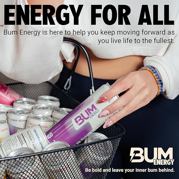 BUM Sugar-Free Energy Drink, Root Beer - Lightly Carbonated & No Artificial Colors, Natural Caffeine & Citicoline for Energy & Focus, Brain Boost & Workout Sports Beverage - 12 oz, Pack of 12