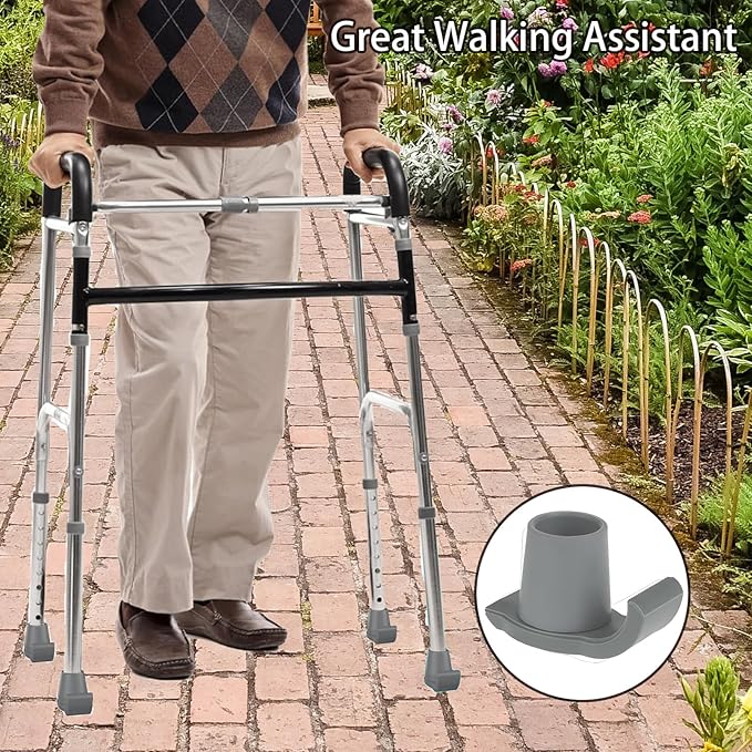 Magicorange Walker Glide Skis, 8 Pcs Universal Fit Walker ski Glides,Easy to Use Rubber Walker Glides,Walker Feet Replacement (Grey)