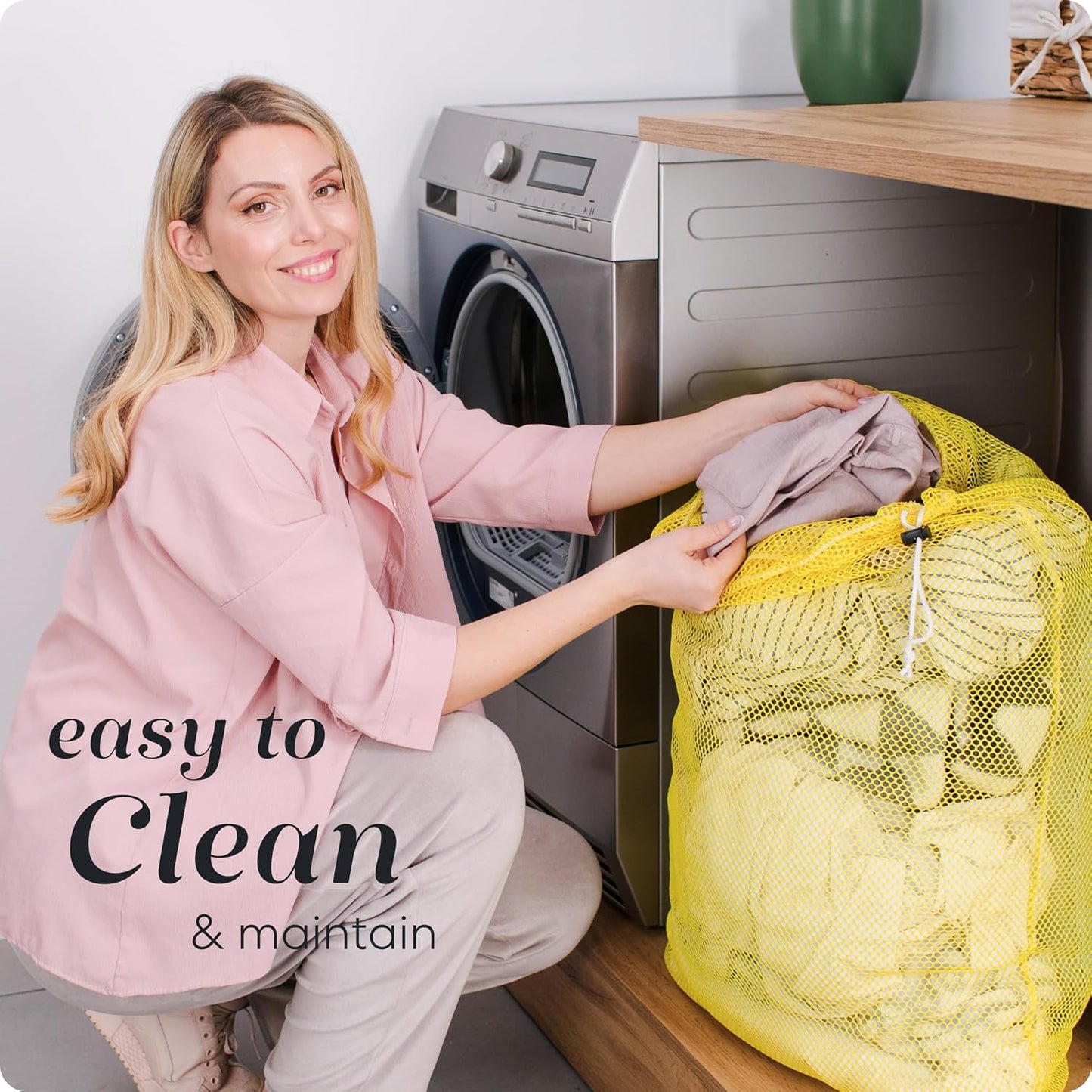 Handy Laundry Mesh XL Laundry Bags - Durable, Machine Washable with Secure Drawstring Closure - Perfect for College Dorms, Laundromats, Apartments (Yellow, Large 24" x 36", 2-Pack)