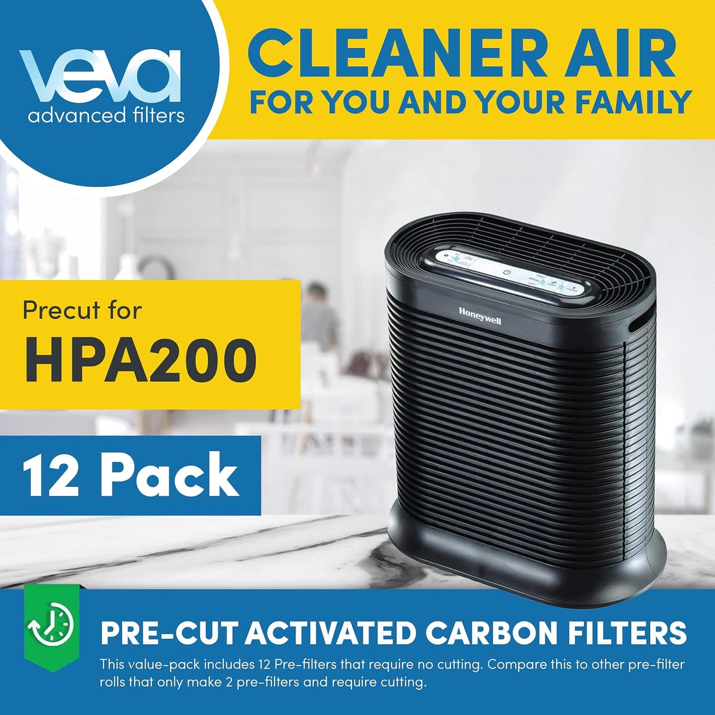 HPA200 Pre-Filters Replacement for Honeywell Air Purifier - 12 Pack - HRF-A200 Filter A Compatible w/ HPA200, 202, 204, 250 and HPA5200
