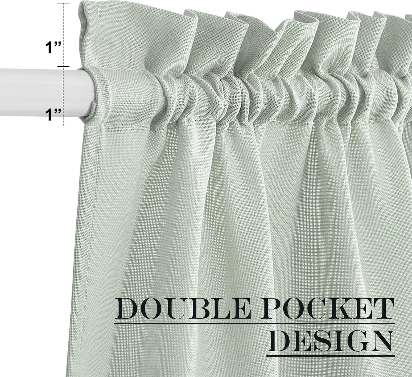 NICETOWN Sage Green Curtains Door Curtains for Kitchen Window, Elegant Farmhouse Linen Privacy Assured French Door Shade for Glass Patio with Tieback, 52" Wide x 40" Length, 1 Panel