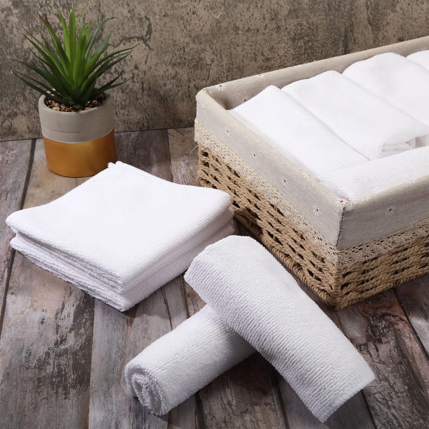 200 Pieces Microfiber Cleaning Cloths Bulk Absorbent Microfiber Towels Reusable Lint-Free Streak Free Wash Rags for House Kitchen Office Restaurants Bar Shop Car, 12 x 12 Inches (White)