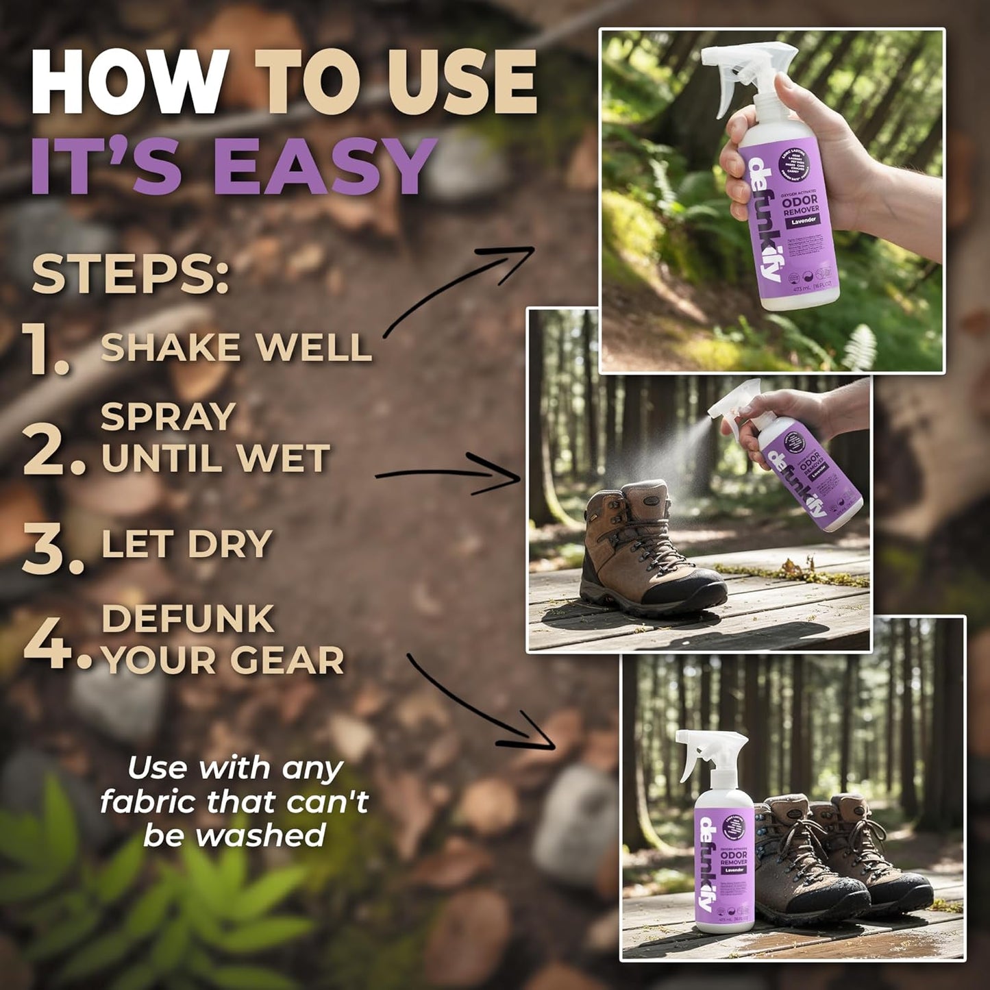 Odor Remover Spray, 16oz (2-Pack). 'Lavender' Essential Oil Odor Eliminator for Strong Odors on Fabric, Shoes, Activewear. 'ProvenSafe' Deodorizer for Pets, Kids & Sensitive Gear w/Ionic Silver