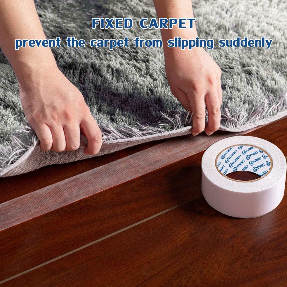 Heavy Duty Carpet Tape Double Sided 4 INx30YD Rug Tape for Area Rugs on Carpet, Perfect Rug Gripper for Holding Area Rugs, Hardwood Floors, Outdoor Rugs, Stair Treads, White.