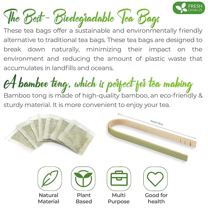 FreshDrinkUS, Premium 75 Parsley Leaf Tea Bags, 100% Natural & Pure from Parsley Leaves. Loose Leaf Parsley Herbal Tea. Made with Natural Material Tea Bags. No Sugar, No Caffeine, No Gluten, Vegan.