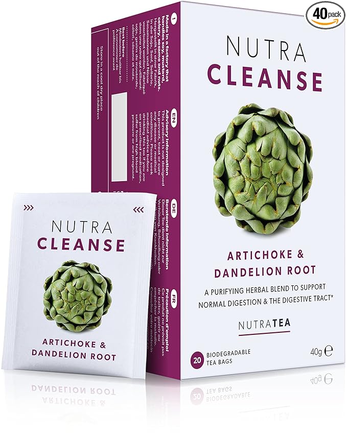 Nutracleanse - Dandelion Root & Burdock Detox Tea - Full Body Cleanse - 40 Envg. Tea Bags (2 Pack)