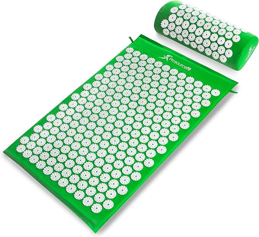 ProsourceFit Acupressure Mat and Pillow Set for Back/Neck Pain Relief and Muscle Relaxation, Large - Gray/Gray