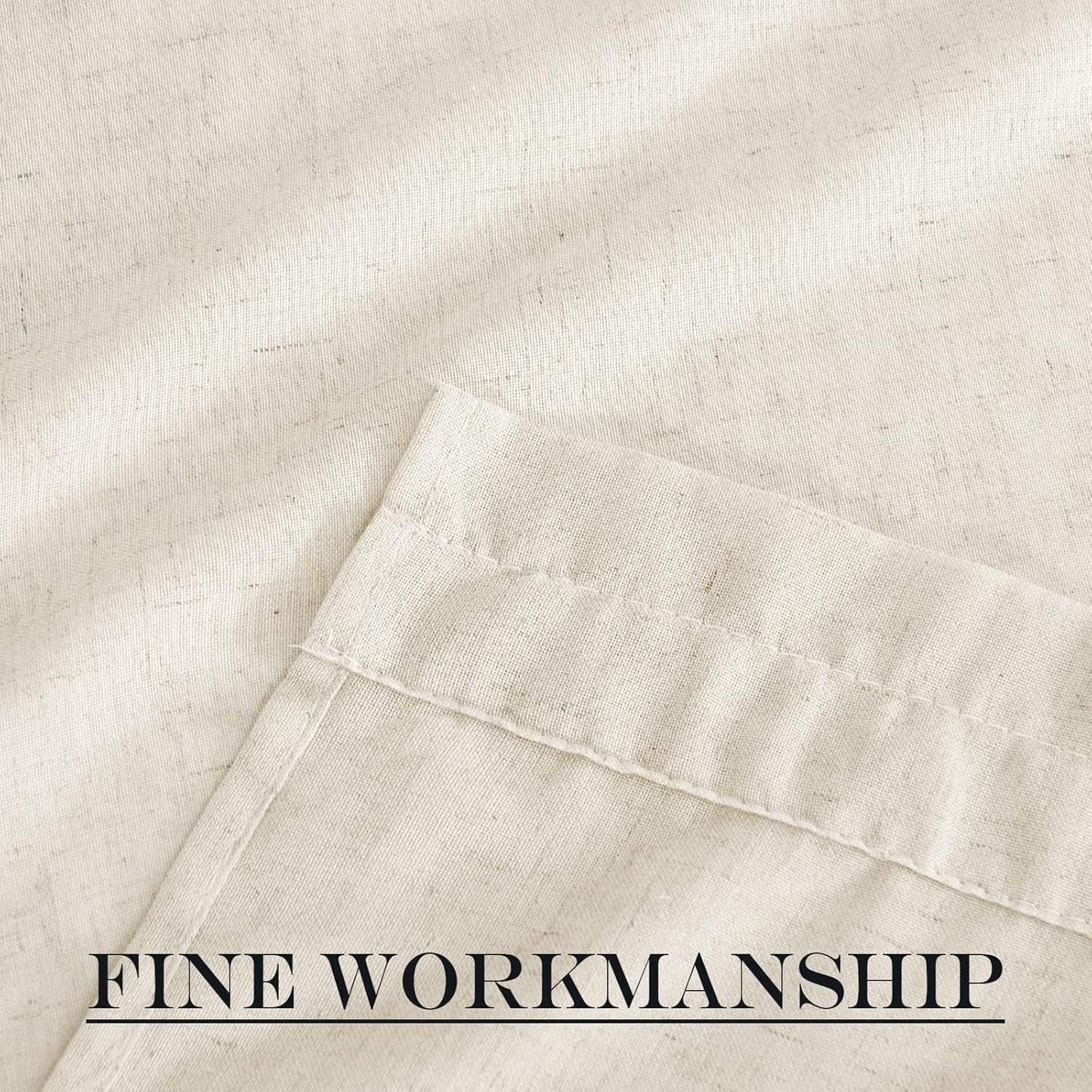 NICETOWN Blackout French Door Curtains for Privacy, Farmhouse Linen Room Darkening Door Shade for Living Room, Rod Pocket Kitchen Curtains (Natual, 36" W x 72" L, 1 Panel)