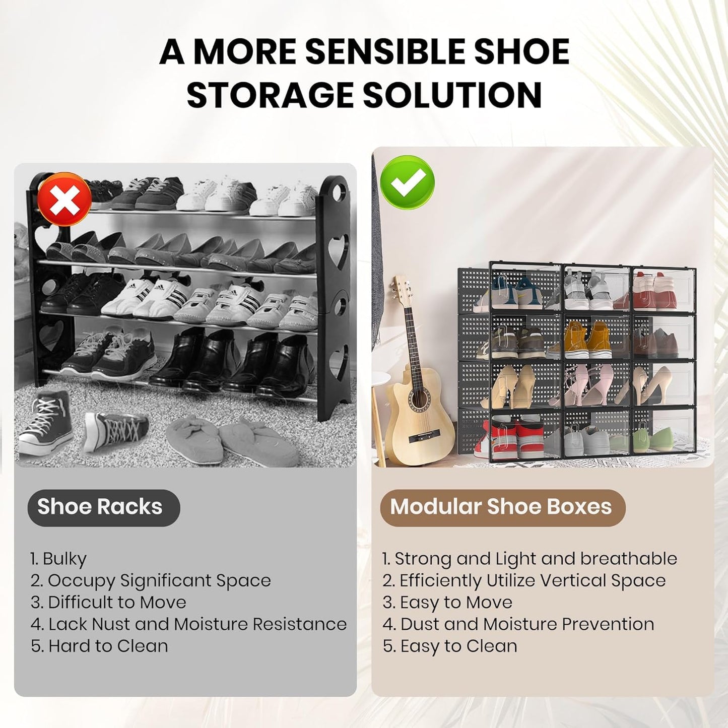 12 Pack XX-Large Modular Clear Plastic Stackable Shoe Storage Organizer for Closet, Space Saving Versatile Sneaker Shoe Rack Containers Bins Holders, Portable Closet Organizers and Storage, Black