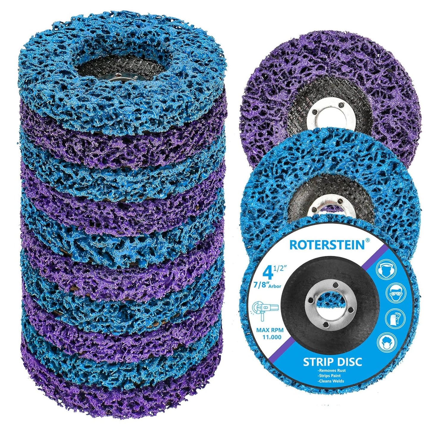 10 Pack Strip Discs Stripping Wheel 4.5 inch for Angle Grinder Clean and Remove Paint Coating Rust Welds Oxidation (4-1/2" x 7/8")