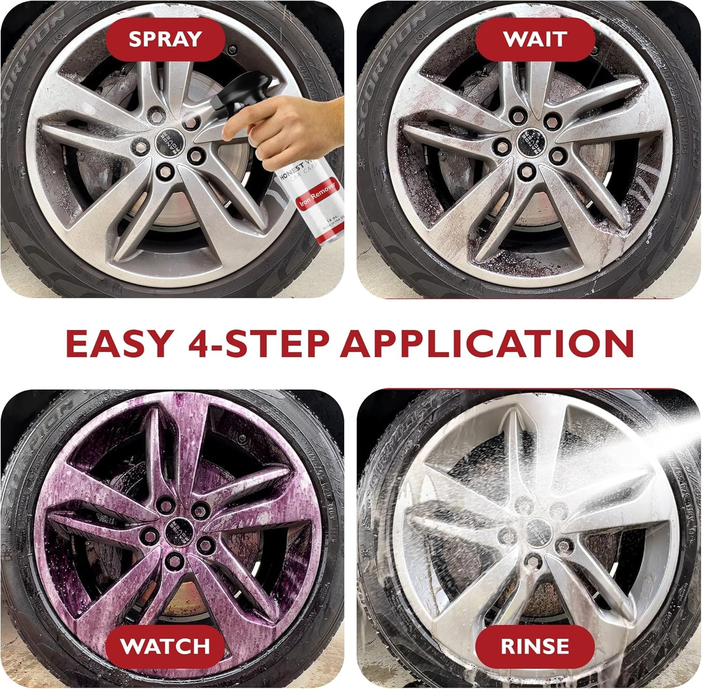 Honest Wash Iron Remover Car Detailing – Powerful Solution for Dissolving Brake Dust, Dirt, and Grime | Visible Reaction for Deep Cleaning | Safe for All Wheel and Surface Types (16 Fl Oz)