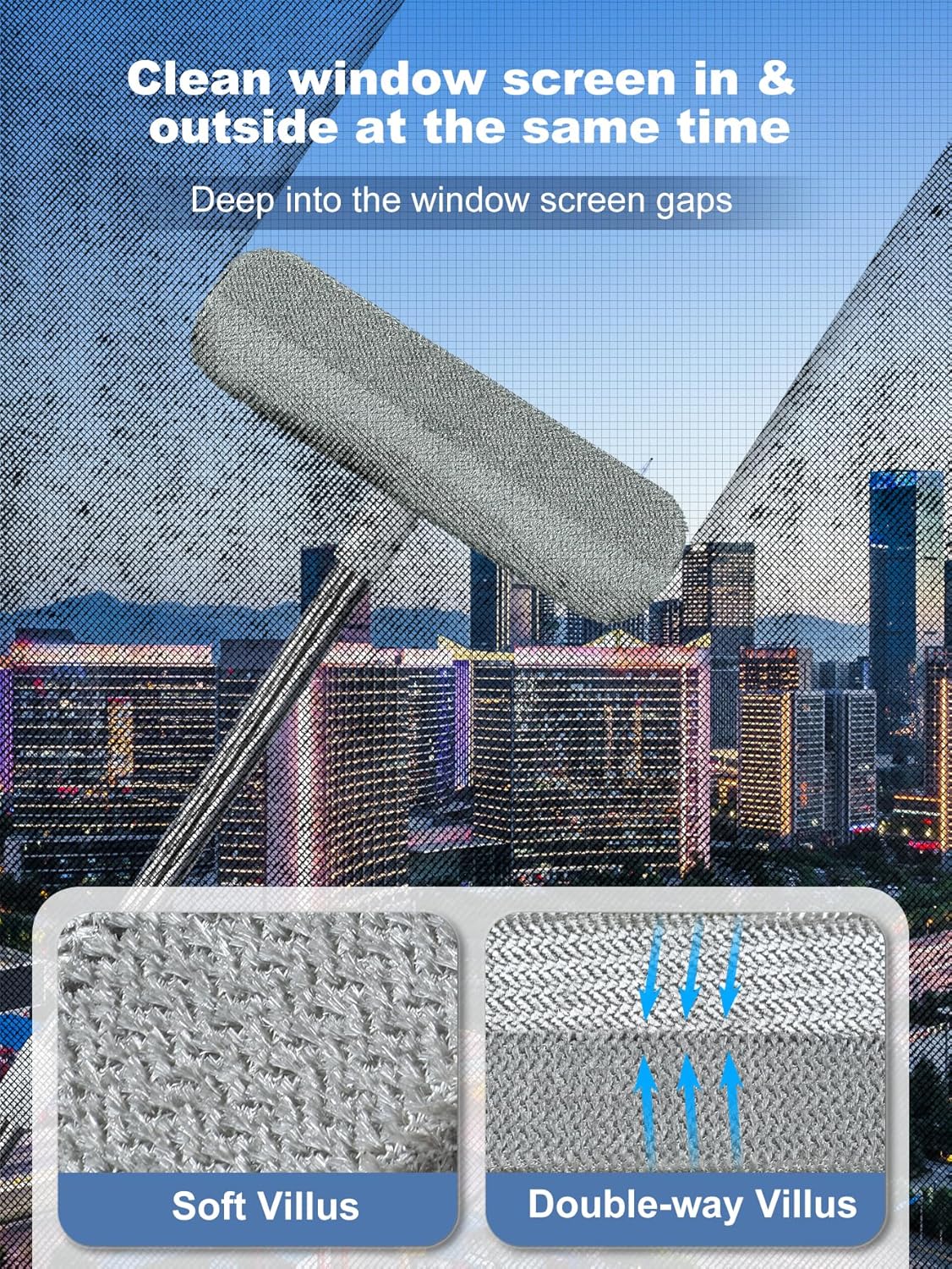 IMHO Cleaning Brush for Window Screen, Screen Cleaner Tool, 2 in 1 Mesh Screen Cleaning Brush, Small Brush for Patio, Door, Porch Screens, White &Grey Brush Cleaners for Screen