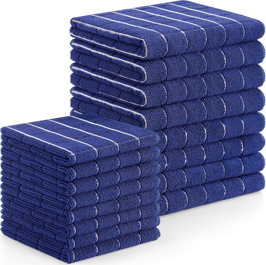 Homaxy Microfiber Kitchen Towels and Dishcloths Set, 16 Pack Soft and Absorbent Dish Hand Towels Bulk, 28 x 16 Inch & 12 x 12 Inch Quick Drying Rags for Washing Dishes, Grey