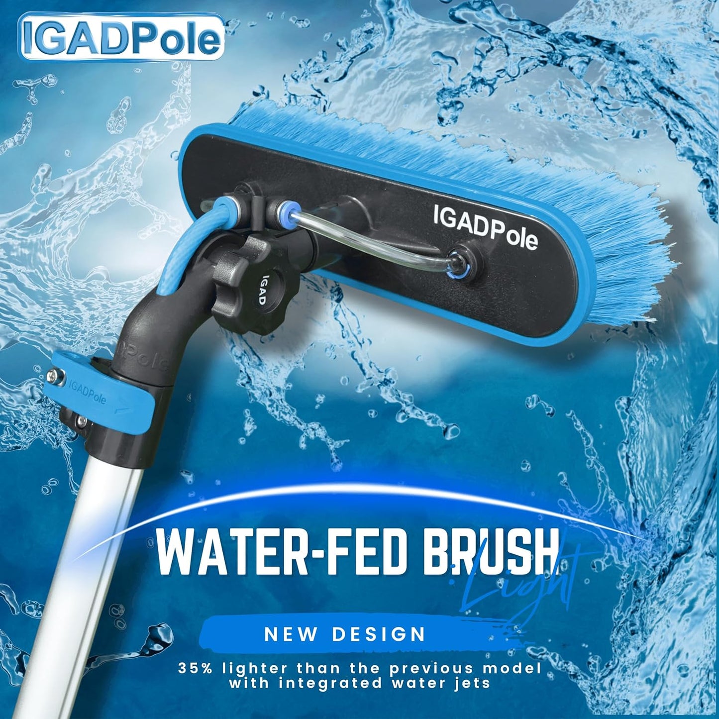 23ft IGADPole Washing Kit: Water-fed Brush, Cobweb Duster and 10” Squeegee and Soap Dispenser, with 4-Stage Telescoping Pole 5-17ft Pole