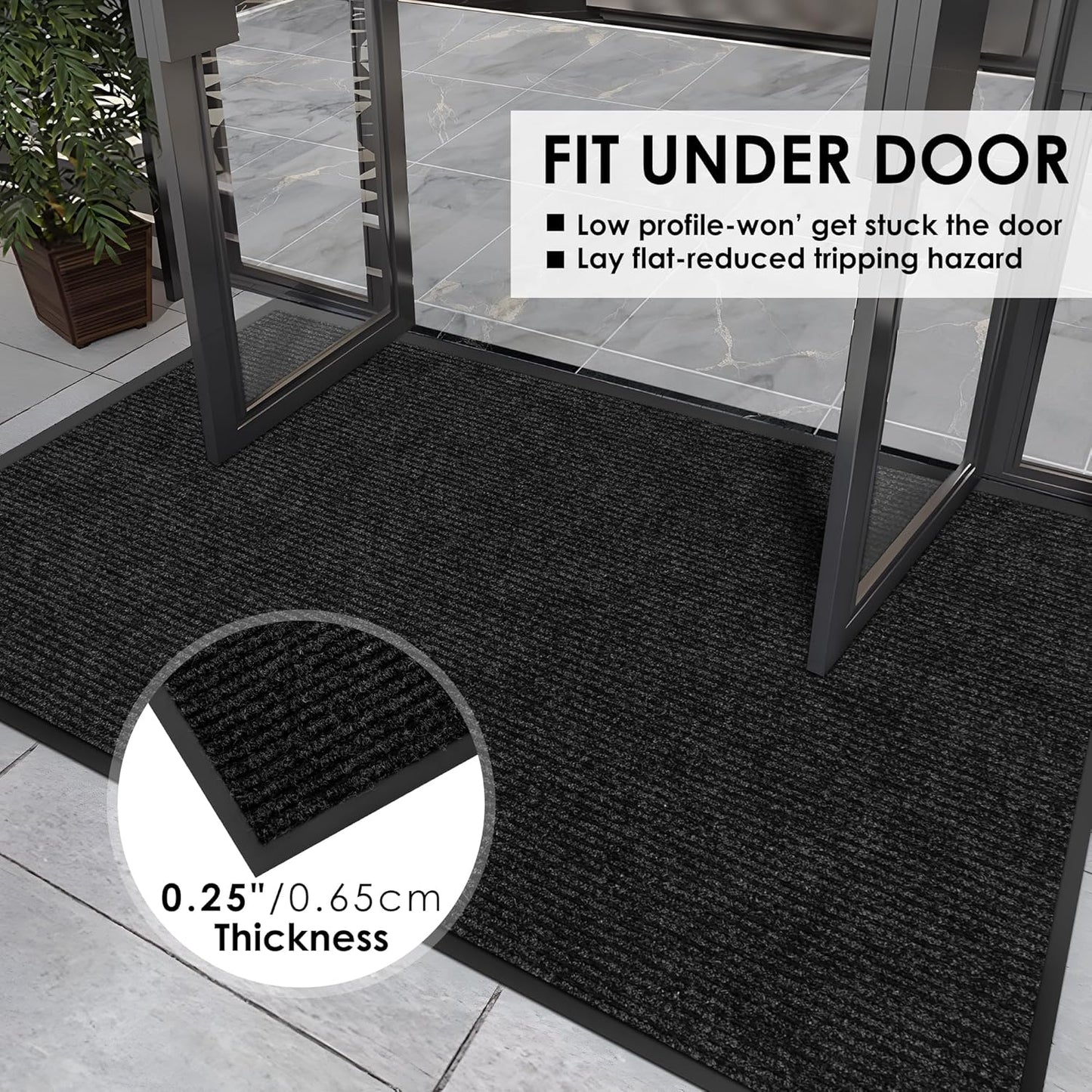 2′ x 32′ Front Door Mat Indoor Outdoor Entrance, Commercial Floor Mat Heavy Duty Dirt Trapper Entryway Doormat, Custom Size Non Slip Rubber Backing Welcome mat, Door Mat for High Traffic Area
