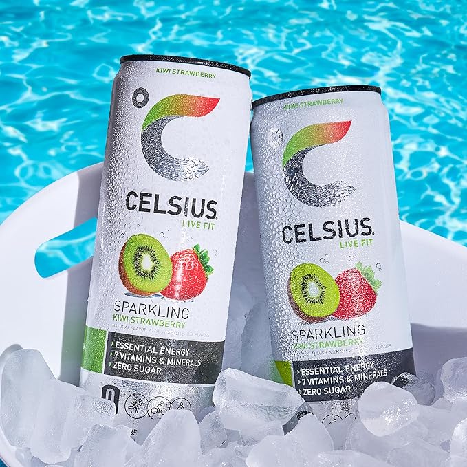 CELSIUS Sparkling Kiwi Strawberry, Sugar Free Energy Drink, 12 Fl Oz (Pack of 12)