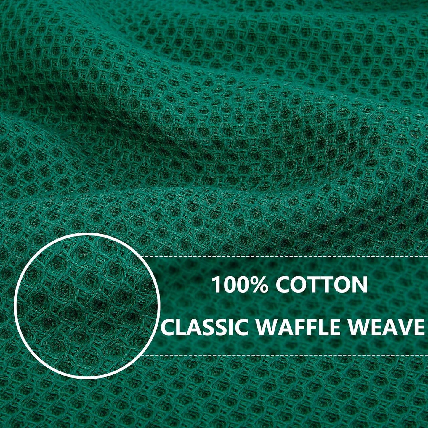 Homaxy 100% Cotton Waffle Weave Kitchen Dish Cloths, Ultra Soft Absorbent Quick Drying Dish Towels, 12 x 12 Inches, 8-Pack, Dark Green