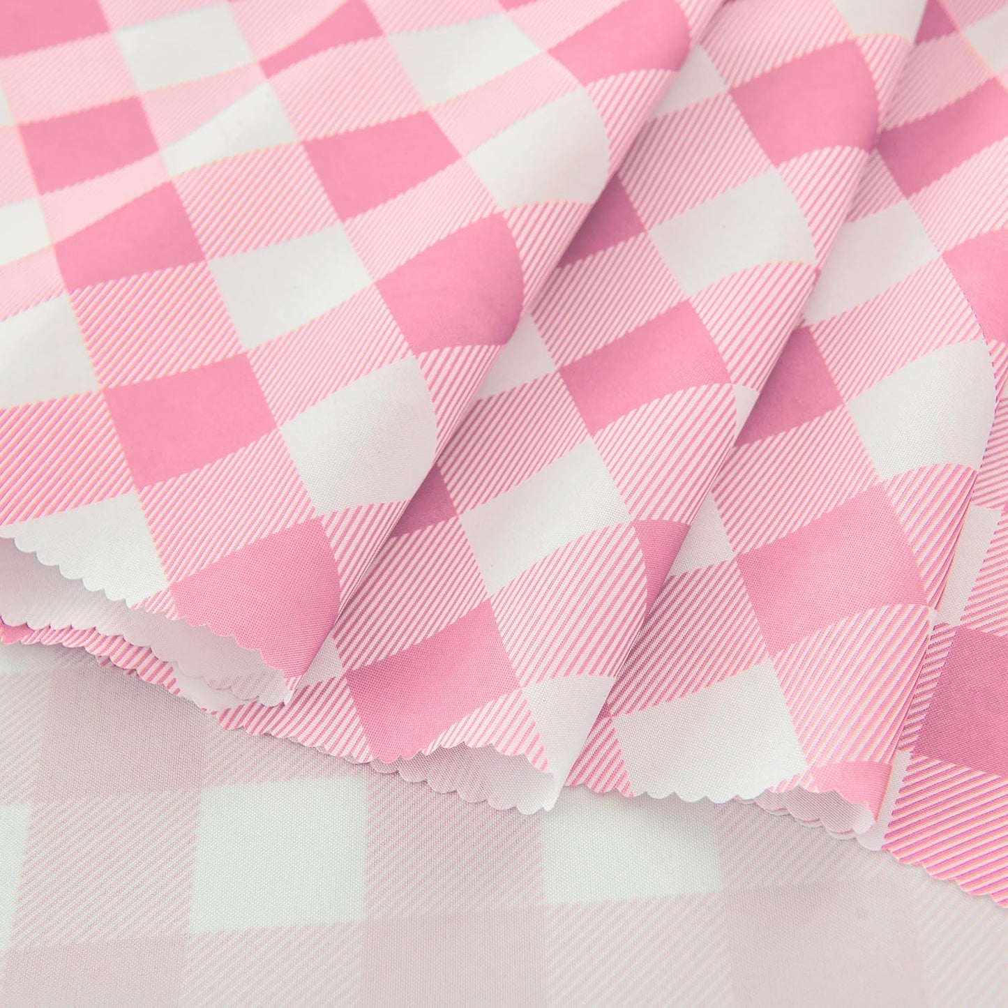 Waterproof Plaid Tablecloth Fabric - Round 120 Inch Classic Gingham Checker Table Cloth for Indoor/Outdoor Use - Buffalo Table Cover for Picnics, BBQs, and Parties