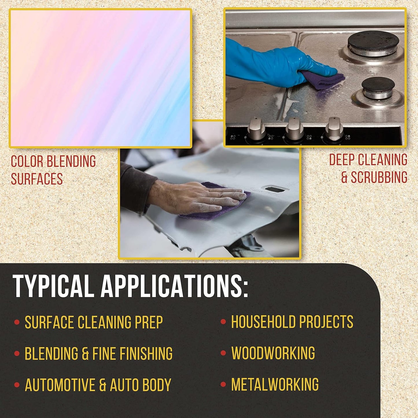 Dura-Gold Premium 6" x 9" Purple Medium Fine 600 Grit General Purpose Scuff Pads, Box of 10 - Scuffing, Scouring, Sanding, Cleaning, Blend Prep, Surface Adhesion Preparation - Automotive Auto Body