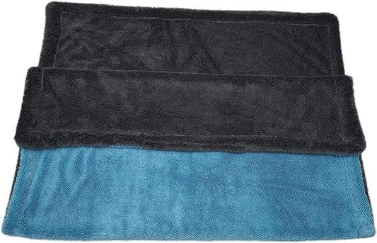 SOFTBATFY 1200 GSM 36" x 24"Dual Sided Microfiber Car Cleaning Drying Towel with Twist Pile, Super Absorbent, Scratch-Free, Machine Washable (Blue-Grey)