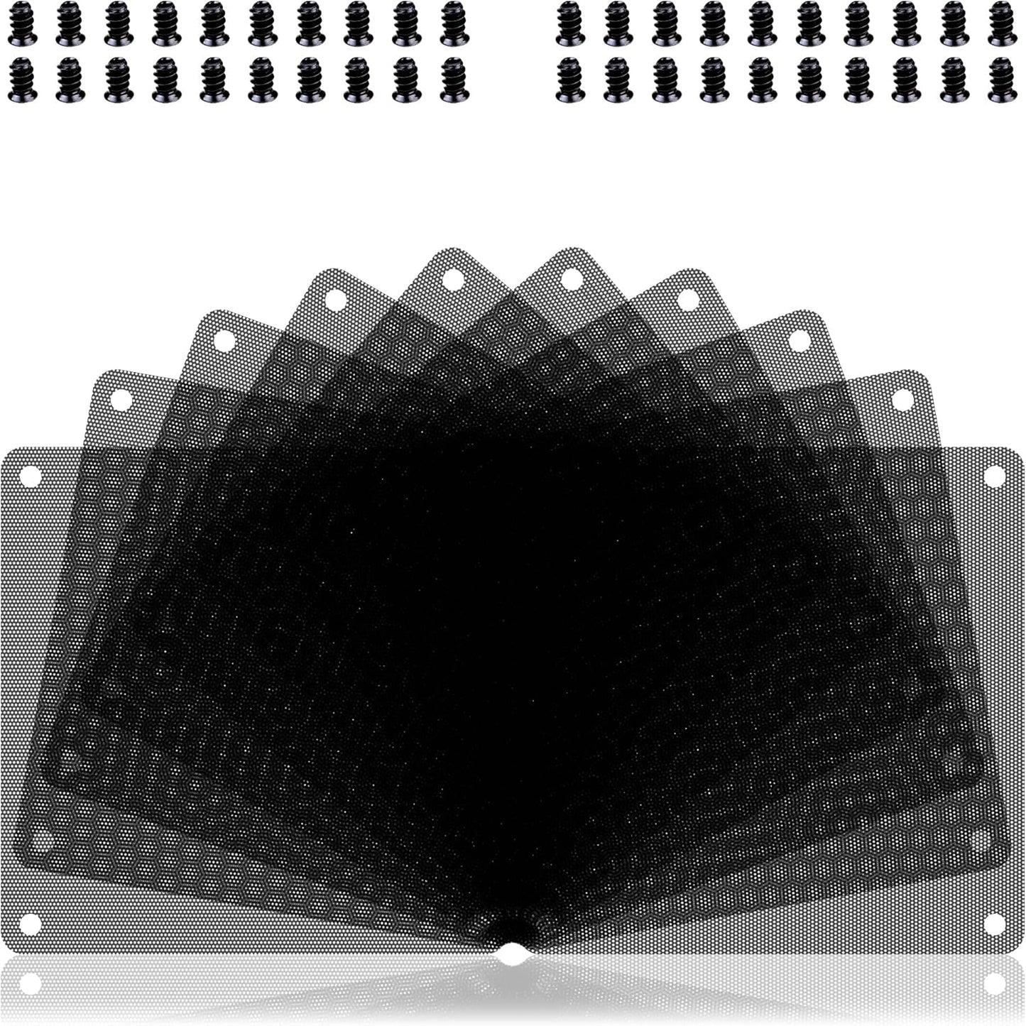 140mm Fan Dust Filter PC, 10Pack PVC Computer Dust Filter Mesh Dustproof Case Cover PC Cooler Fan Filter Grills with 40pcs Screws for Computer Cooler (PVC, 140 * 140mm, 10pcs, Black)