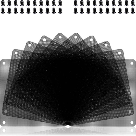 140mm Fan Dust Filter PC, 10Pack PVC Computer Dust Filter Mesh Dustproof Case Cover PC Cooler Fan Filter Grills with 40pcs Screws for Computer Cooler (PVC, 140 * 140mm, 10pcs, Black)