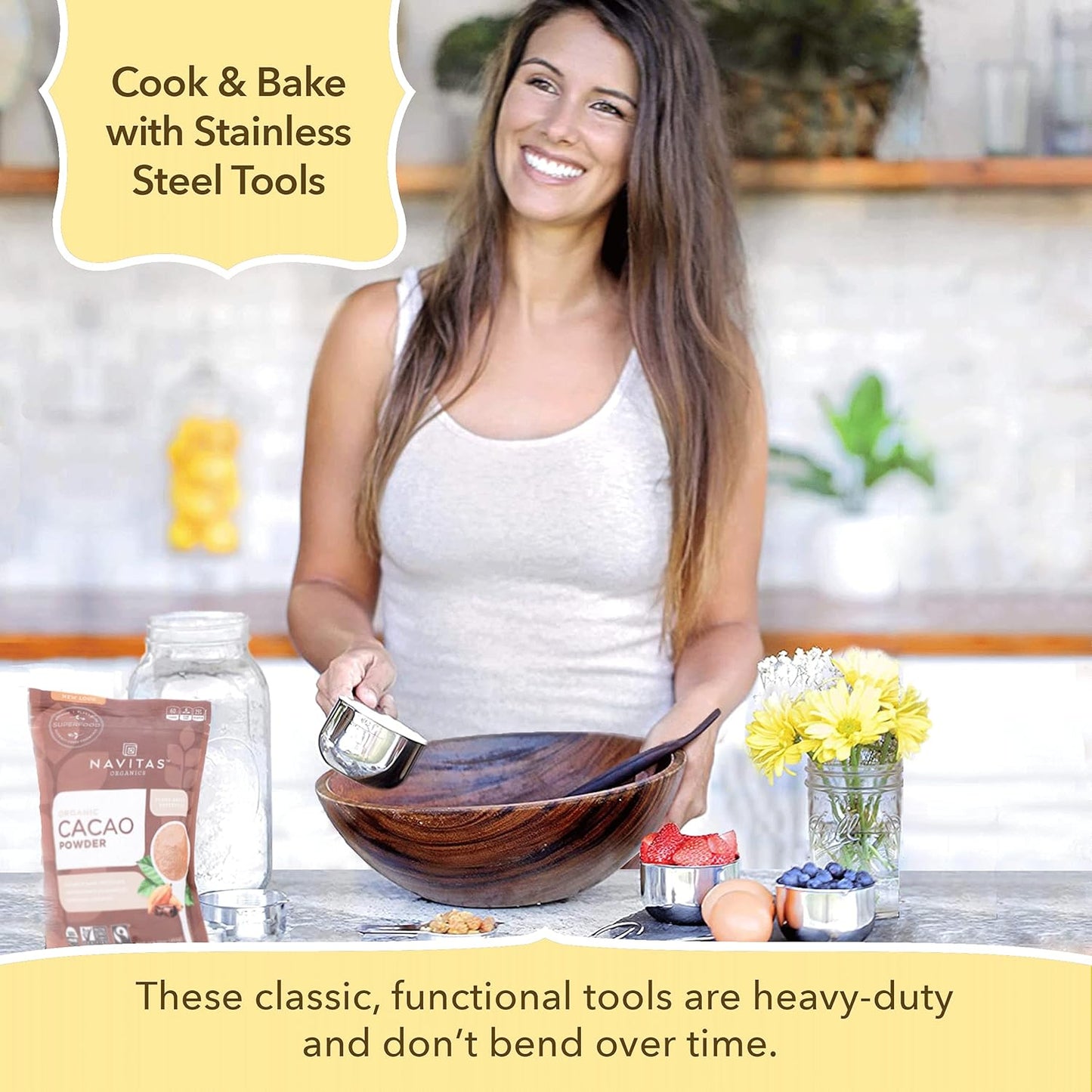 Simply Gourmet Measuring Cups Set of 7, Stackable, 304 Premium Stainless Steel, Kitchen Gadgets for Measure Liquid and Dry Ingredients, Cooking & Baking