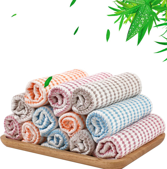 Kitchen Washcloths 12 Pack, 10x14 Inch Small Dish Cloth for Washing Dishes, Lint Free Fast Dry Reusable Cleaning Cloth, Ultra Soft & Scratch Free Waffle Dish Rag, Easy to Rinse Multicolor Dishcloth