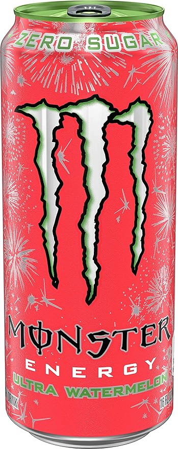 Monster Energy Ultra Watermelon, Sugar Free Energy Drink, 16 Ounce (Pack of 24)