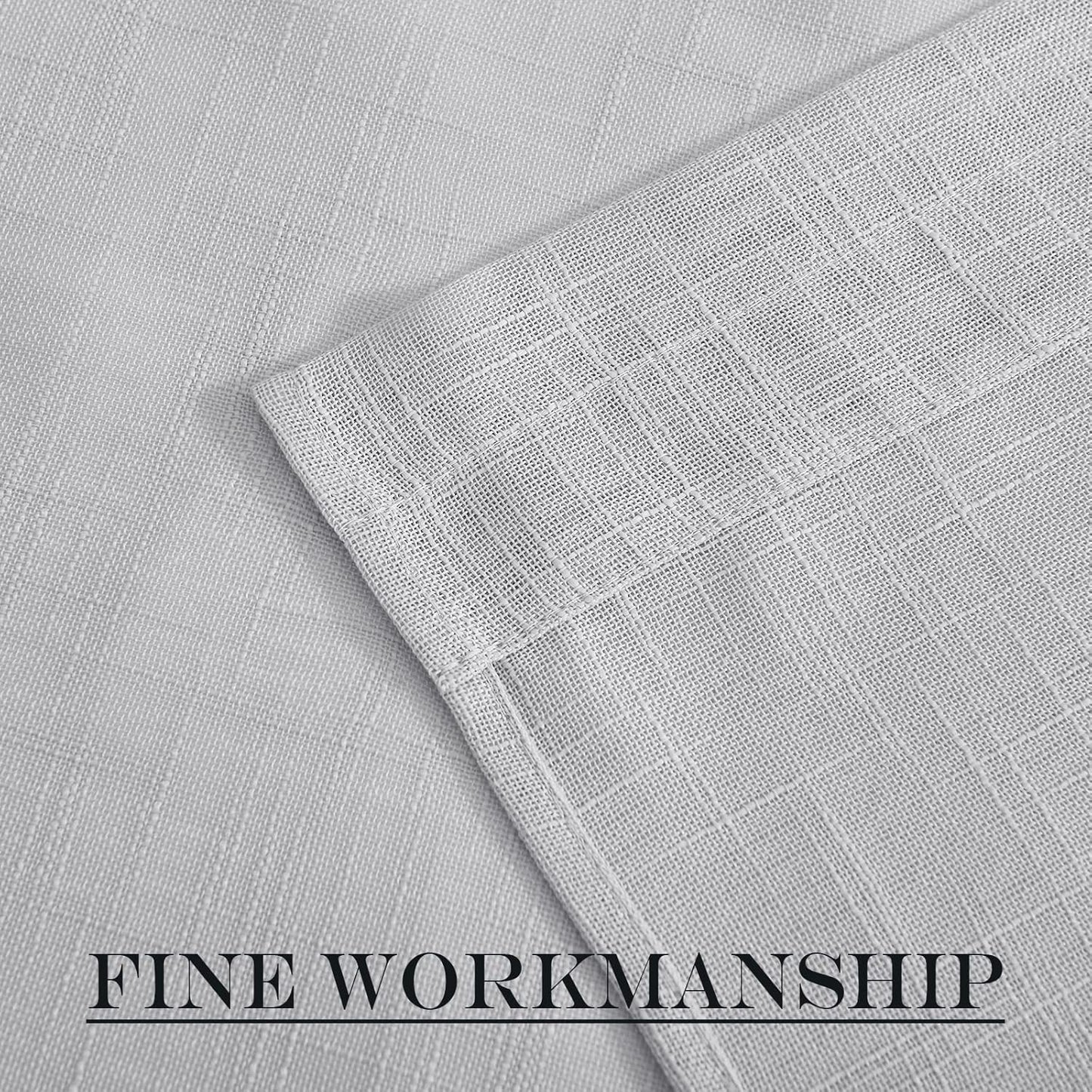 NICETOWN French Door Panel with Tieback - Linen Look Sheer Curtain Linen Textured Sheer French Door Panel with a Tieback (52 Width x 72 Length, Light Grey, 1 PC)