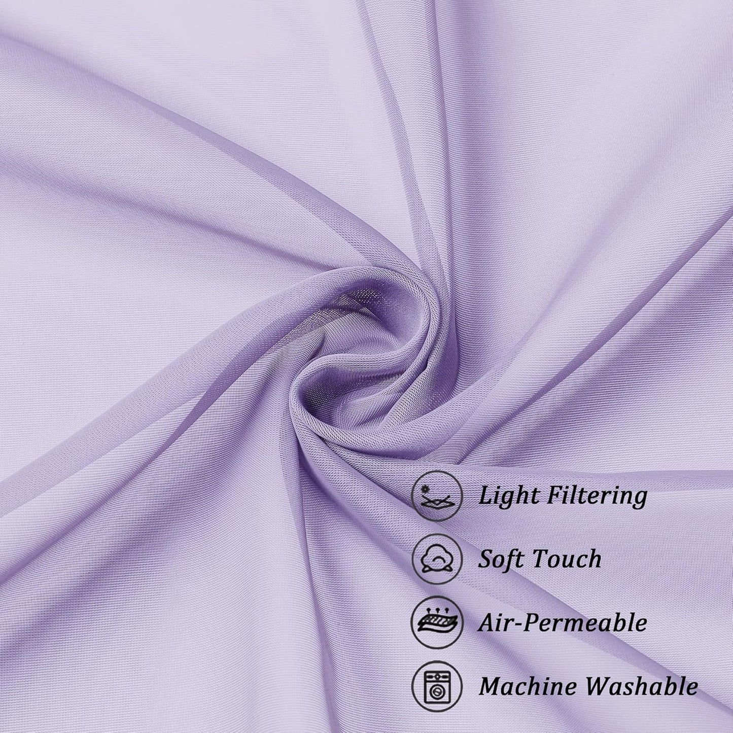 Chyhomenyc Lilac Sheer Curtains 96 inches Long 2 Panels, Light Filtering Soft Airy Solid Elegant Voile Window Treatment Drapes for Bedroom Living Room Wedding Party Decor, 42 Wx96 L, 8FT L