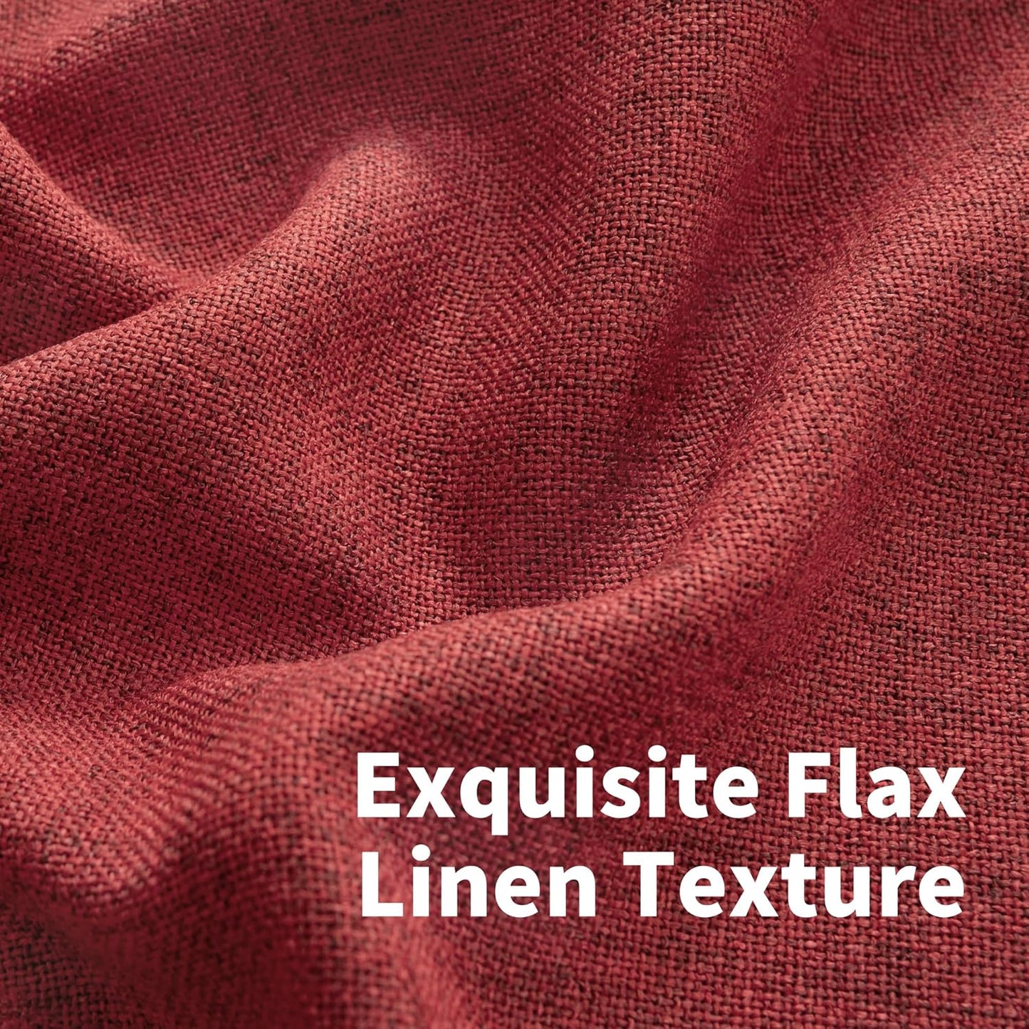 YoungsTex Red Short Linen Curtains 36 Inch Length for Kitchen, Small Window Drapes with Rod Pocket Back Tab Light Filtering Christmas Decor for Bathroom Cafe, 2 Panels, 42 X 36 Inch