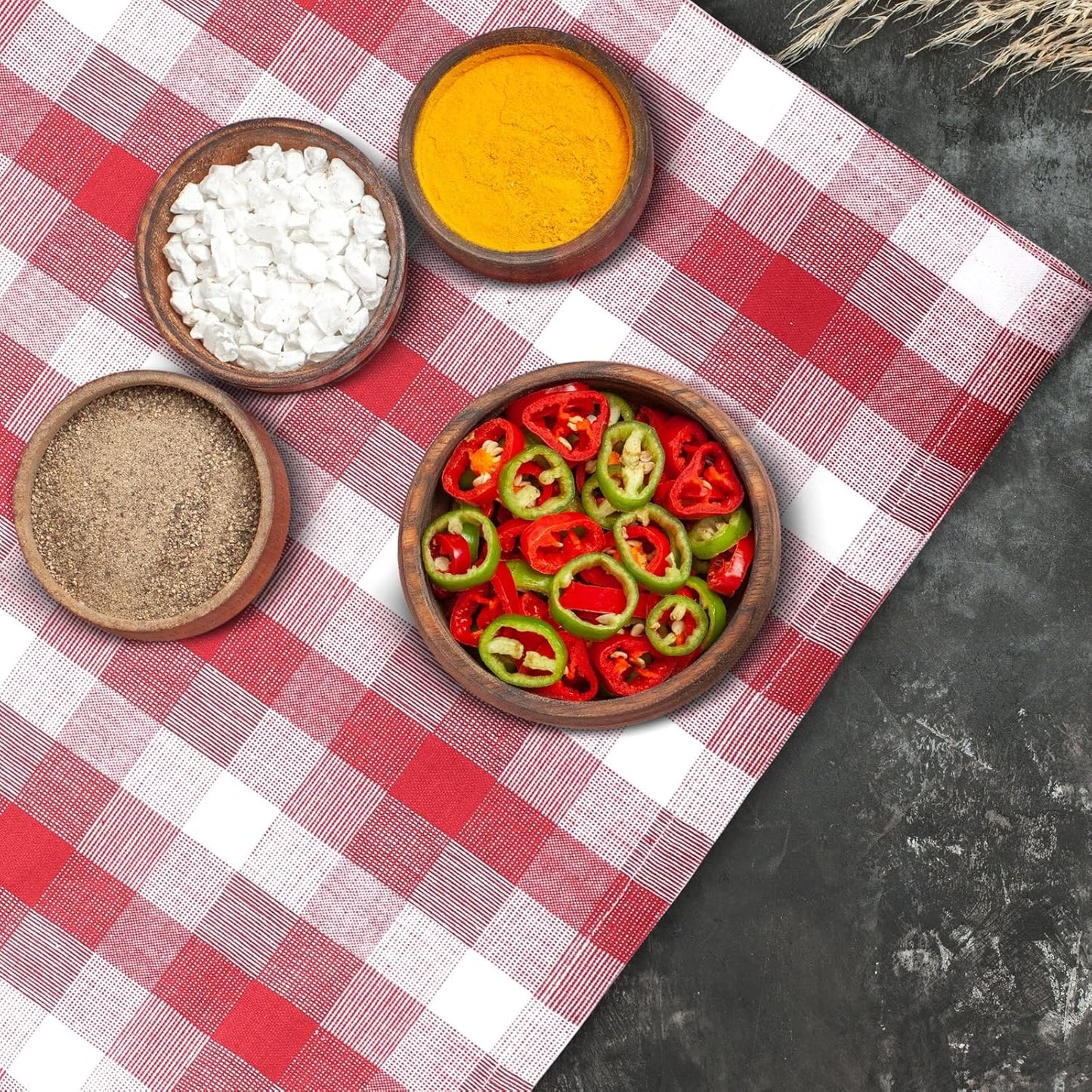 Christmas Kitchen Towels Set of 6 Red/White Checks, Reusable Cotton 20X30 Inches Dish Towel Highly Absorbent Premium Quality Ultra Soft Mitered Corners Kitchen Towels