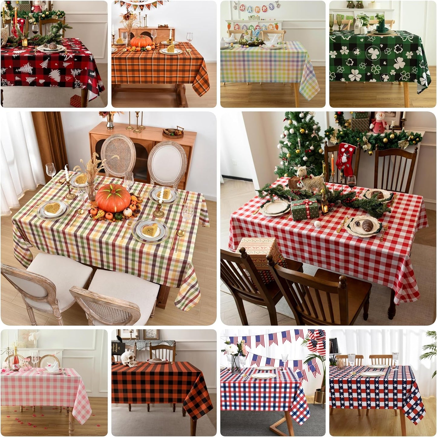 Classic Gingham Buffalo Tablecloth Fabric - Oblong 58x144 Inch Water Proof Checkered Table Cloth for Indoor Outdoor - Table Cover for Birthday, Picnics, BBQs, and Parties
