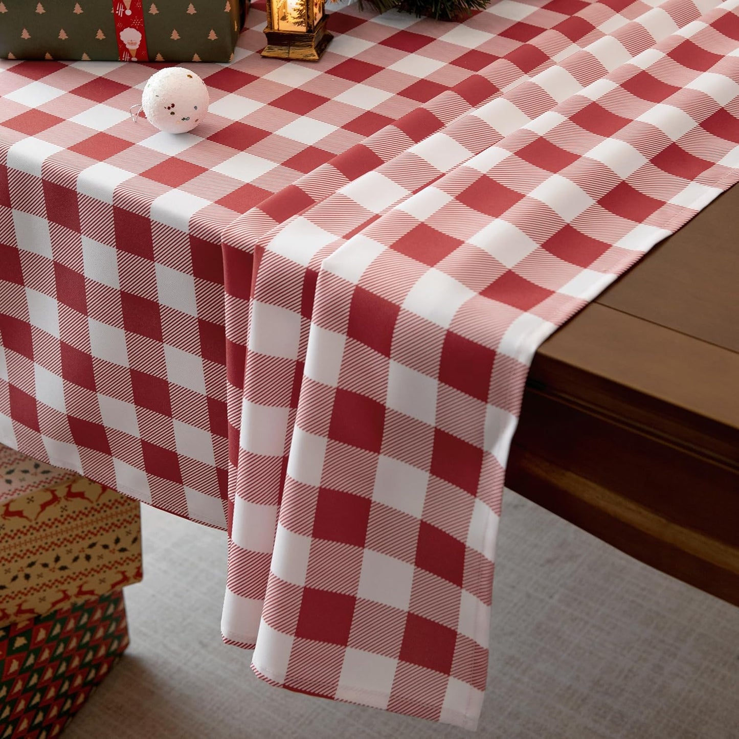 Classic Gingham Tablecloth Fabric - Oblong 58x120 Water Resistant Chequered Pattern Table Cloth for Indoor/Outdoor Use - Tabletop Cover for Birthday, Picnics, Gardens, and Parties