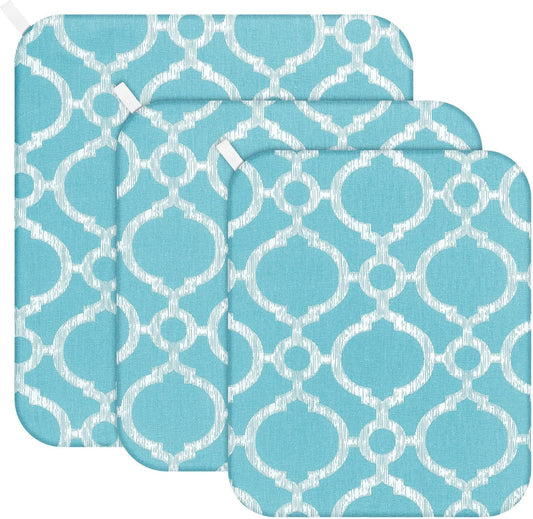 3 Pcs Heat Press Mats Compatible with Easypress 2 / Easypress Easy Press Mat Protective Resistant Double Sides Applicable Ironing Insulation for HTV Iron on Projects(Blue Lantern Pattern)