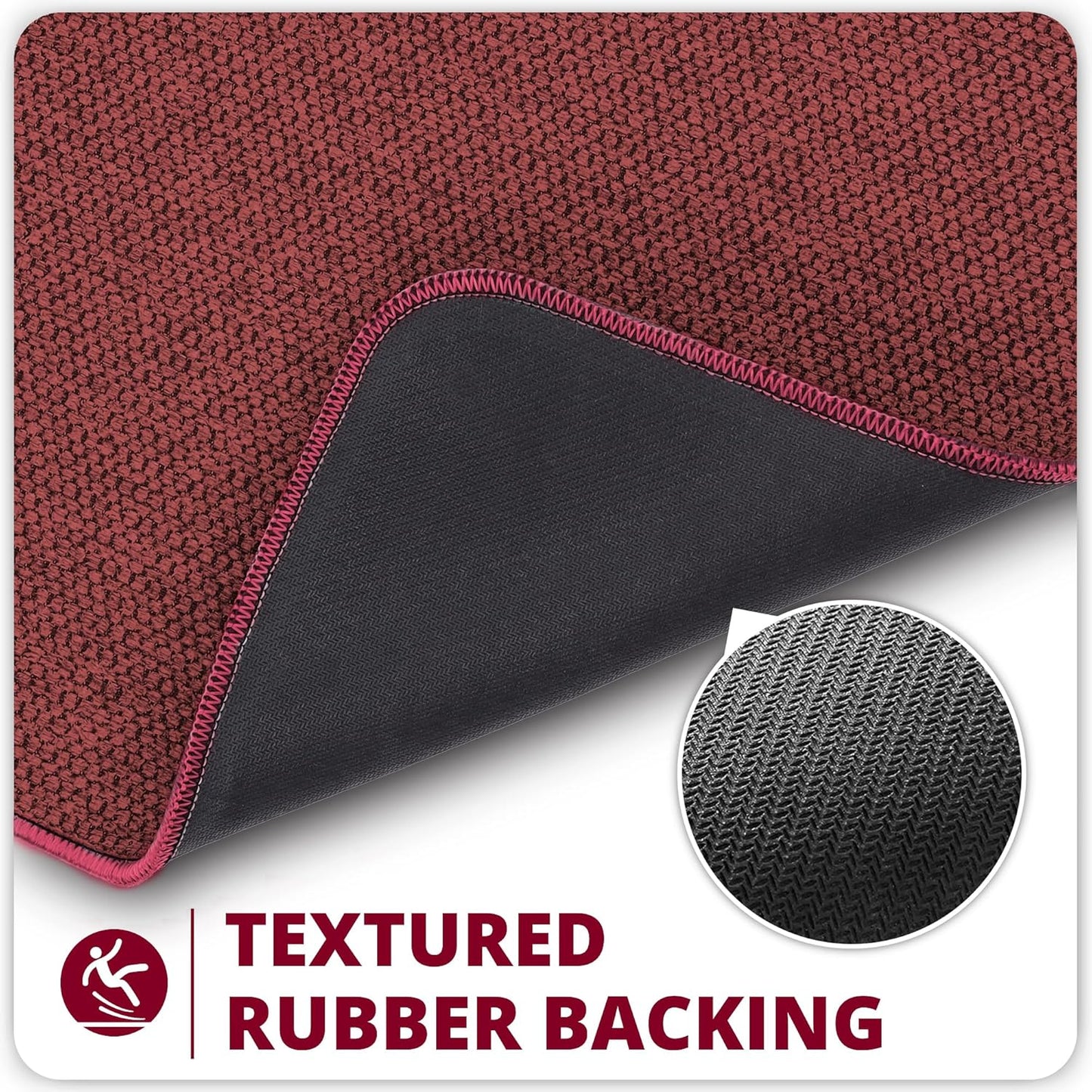 Bath Mat,Ultra Thin Bathroom Rugs,Rubber Bath Mats for Bathroom,No Slip Bath Rugs,Quick Dry,Machine Washable,Low Pile,Absorbent,Shower Outside,Sink,Home Decor Accessories.Red,1'8"x2'8"(20x32inch)