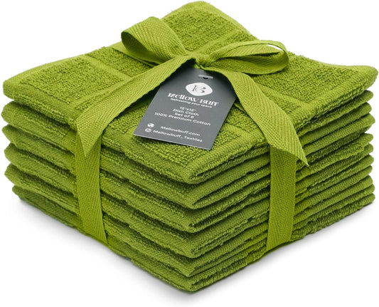 100% Cotton Terry Dish Cloth & Dish Towel, 6 Pack, Super Soft and Absorbent Kitchen Towels, Perfect for Kitchen Cleaning and Dish Washing (Green 6 Pack)
