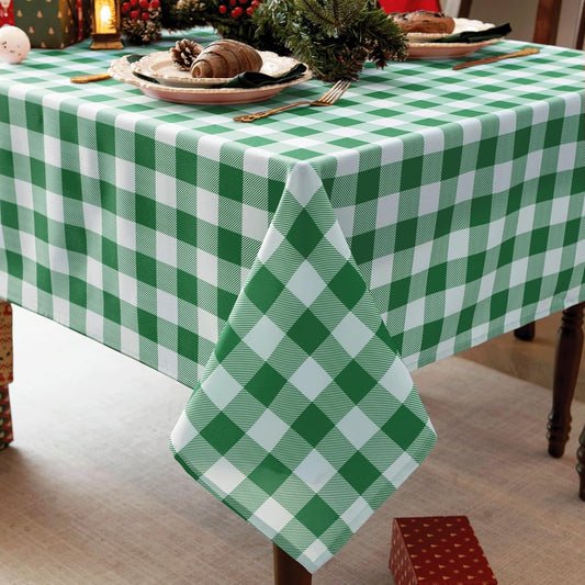 Classic Gingham Tablecloth Fabric - Oblong 58x120 Water Resistant Chequered Pattern Table Cloth for Indoor/Outdoor Use - Tabletop Cover for Birthday, Picnics, Gardens, and Parties