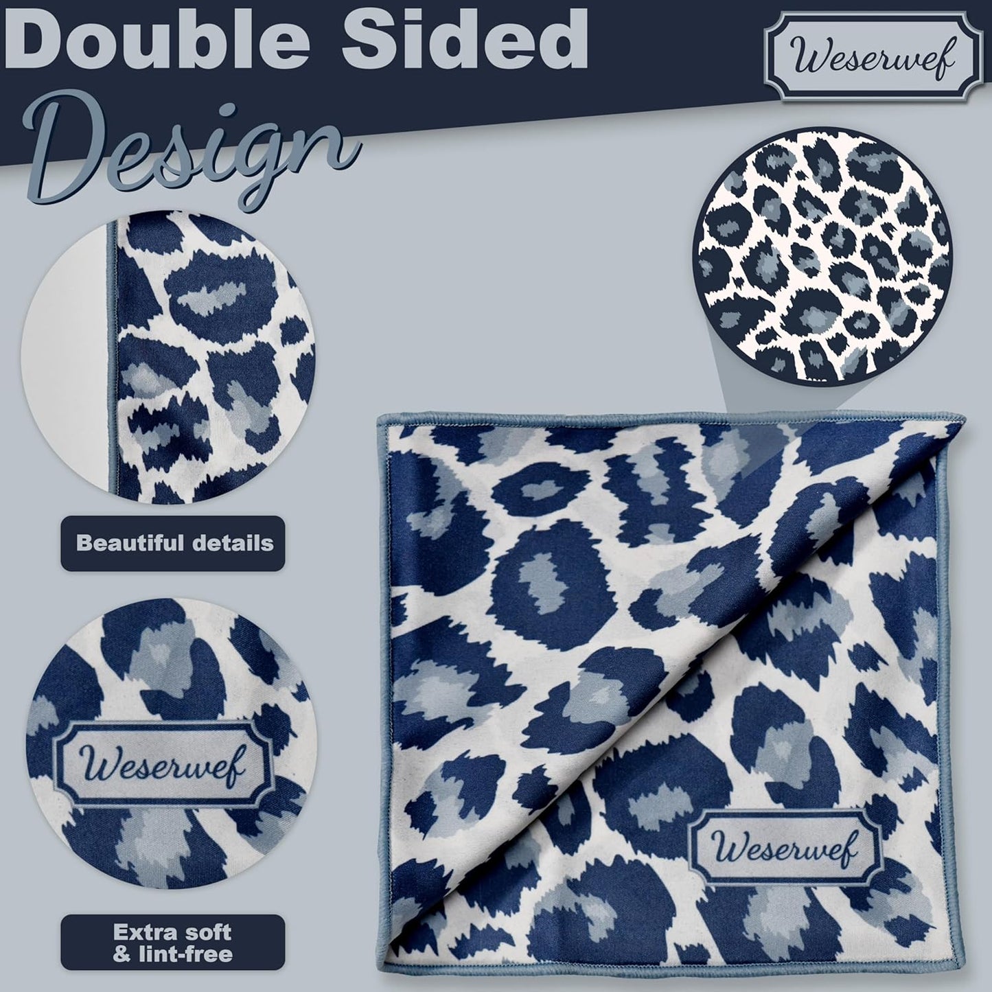 WESERWEF Design Microfiber Glasses Cleaning Cloth – Premium Cleaning Cloth for Eyeglasses, Screens, Tablets, Cameras & Lenses, 12" x 12", Ultra-Soft & Scratch-Free (Leo)