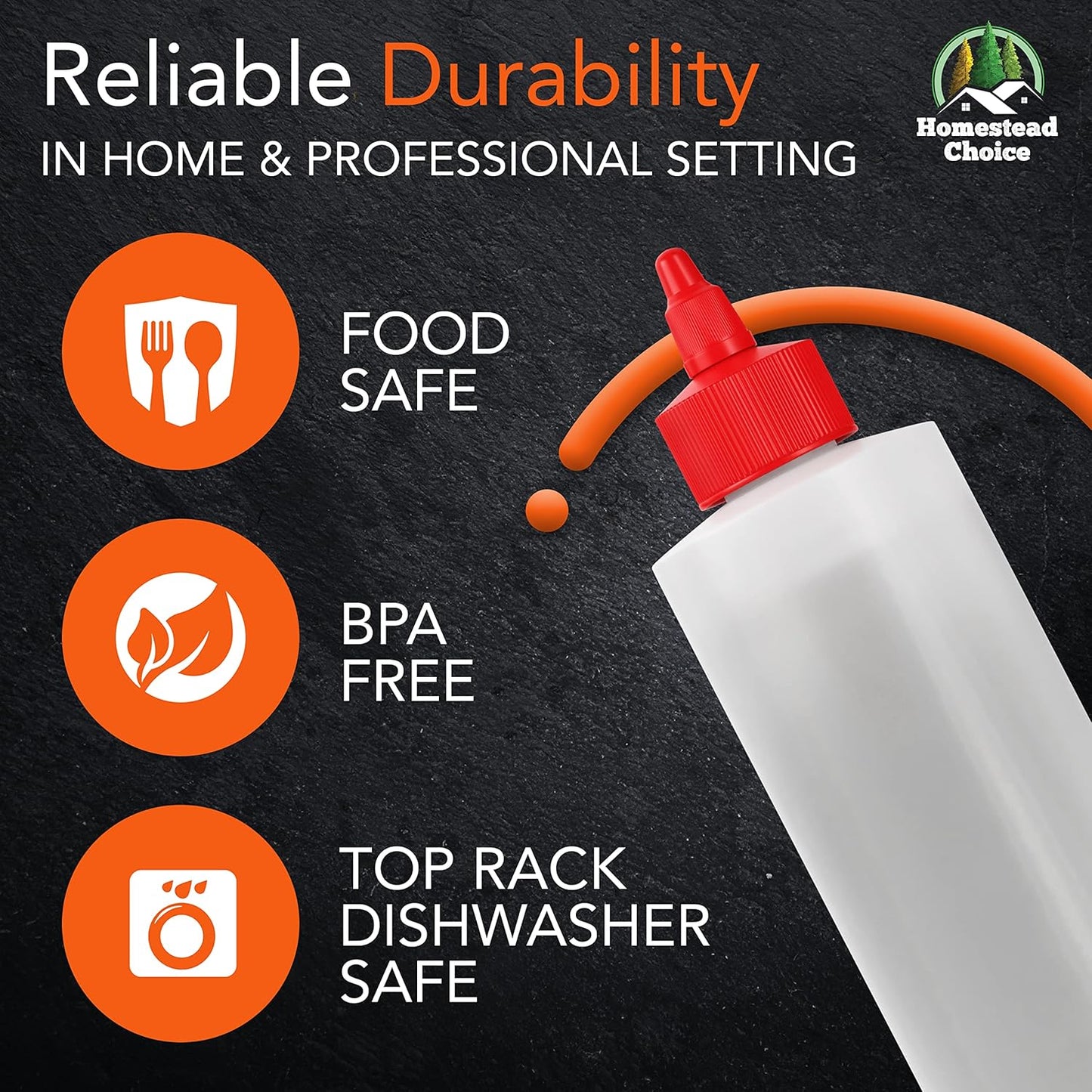 6-pack Plastic Squeeze Bottles for Sauces - 16oz Condiment Squeeze Bottles for Liquids - BPA Free Squirt Bottle with Twist Cap - Ketchup, Syrup, Oil, Dressings, Honey & Arts and Crafts