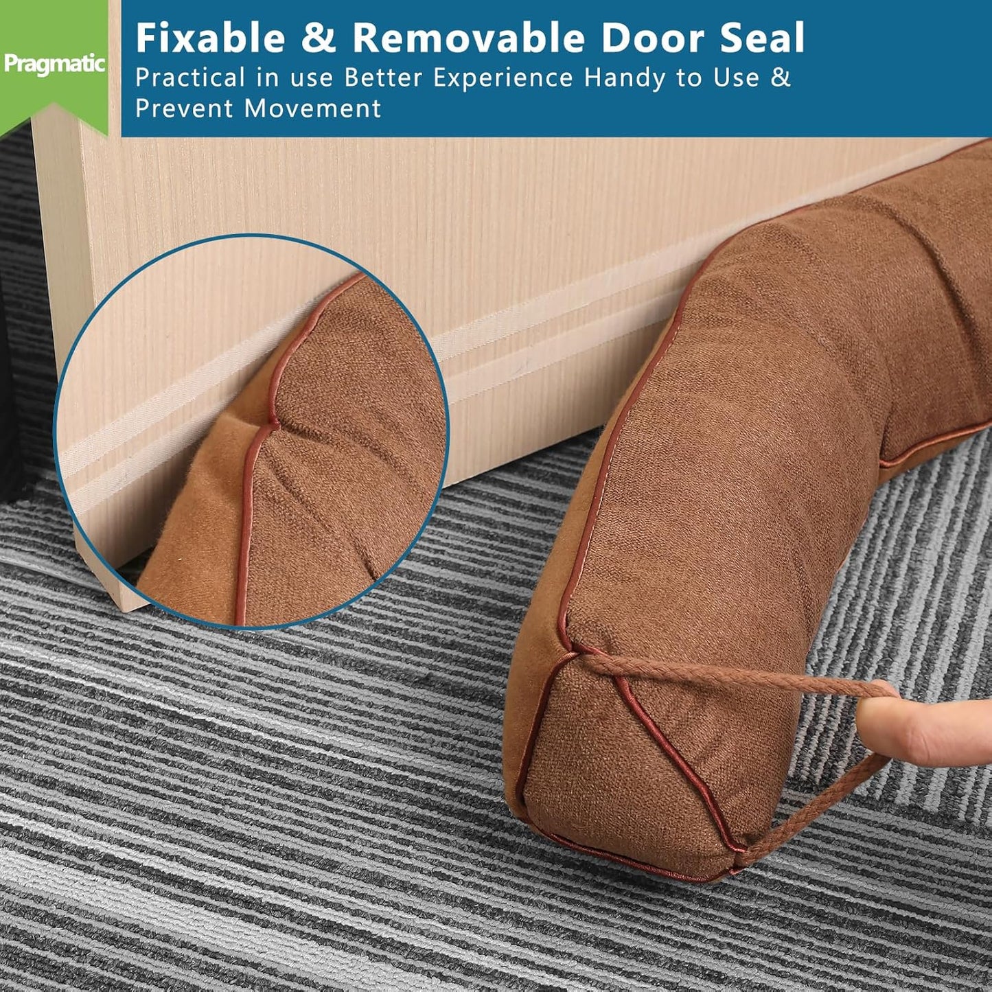 Triangle Under Door Draft Stopper 40 inch Weighted Draft Blocker Bottom Seal Noise Air Guard for Doors and Windows, Brown