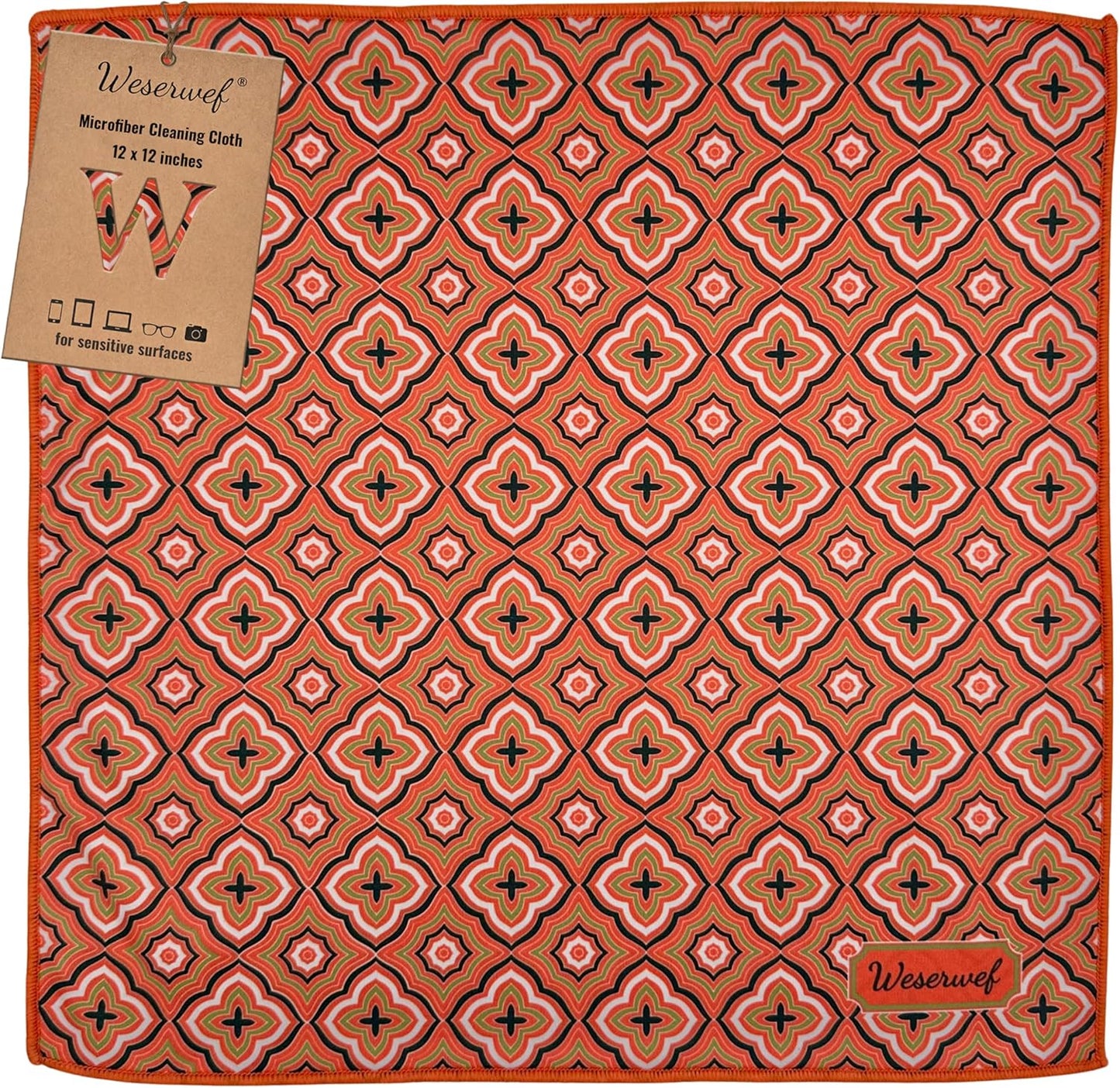 WESERWEF Design Microfiber Glasses Cleaning Cloth – Premium Cleaning Cloth for Eyeglasses, Screens, Tablets, Cameras & Lenses, 12" x 12", Ultra-Soft & Scratch-Free (rooty)